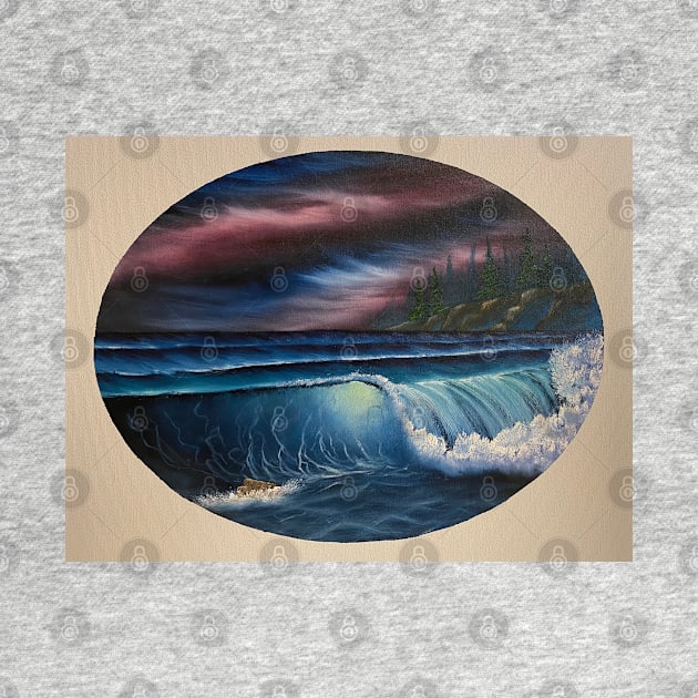 Oval Night Seascape by J&S mason